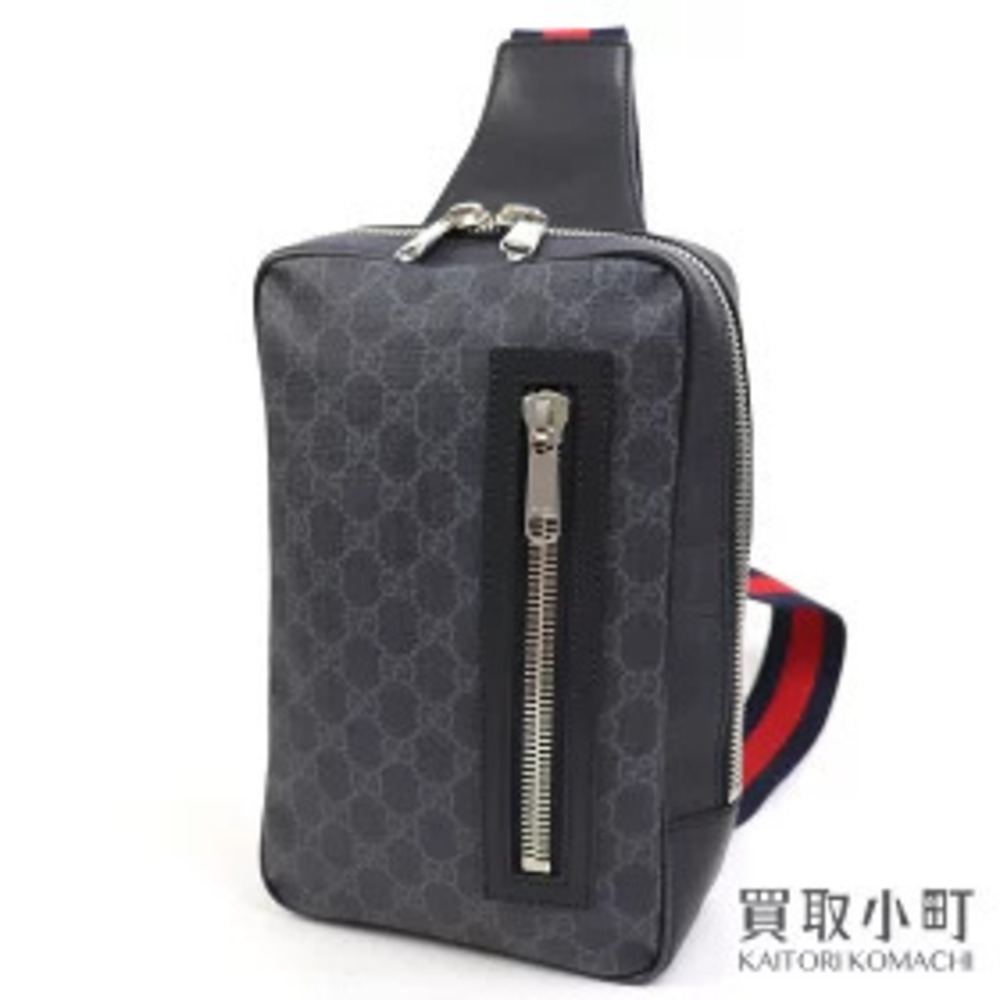 Gucci Soft GG Supreme Belt Bag Gray Black Crossbody Sling Backpack